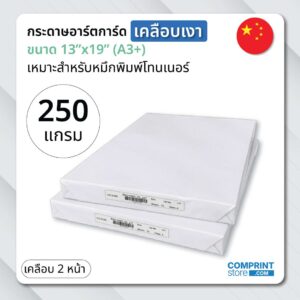 กระดาษอาร์การ์ดเงา 250 แกรม เคลือบ 2 หน้า ขนาด A3+