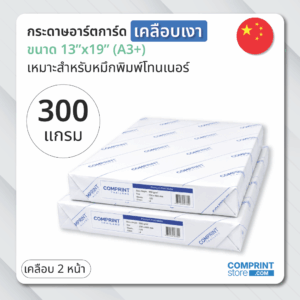 กระดาษอาร์ตการ์ดเงา 300 แกรม เคลือบ 2 หน้า ขนาด A3+ (บรรจุ 125 แผ่น)